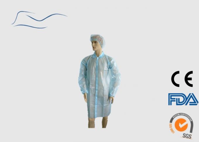Il laboratorio eliminabile impermeabile ricopre il colore blu-chiaro di polso elastico