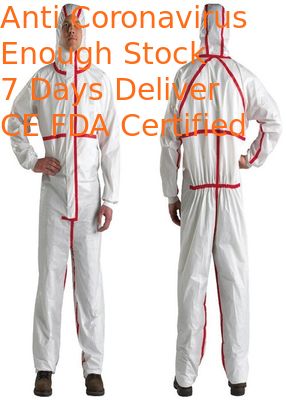 Microporous Film Laminated SF Disposable Boiler Suits With Red Stripe