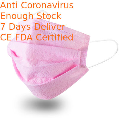 Fluid Resistant Pink Disposable Mask , Custom Surgical Mask Windproof Keep Warm
